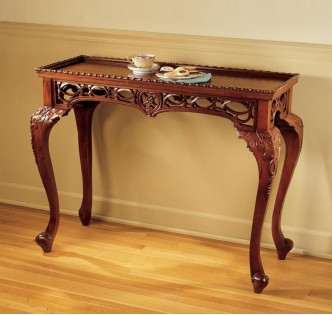 MAHOGANY FILIGREE CONSOLE TABLE MAHOGANY FILIGREE CONSOLE TABLE