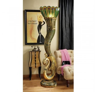 ART DECO PEACOCK SCULPTURAL FLOOR LAMP ART DECO PEACOCK SCULPTURAL FLOOR LAMP